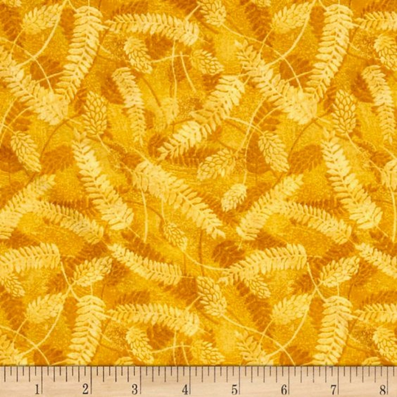 Autumn in the Forest by Fabri-quilt 112-2816-yellow Ferns sold by 1/2 yd