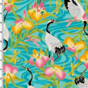 Lotus In Springtime by Kona Bay/Robert Kaufman LOTU-11-teal sold by 1/2 yd.