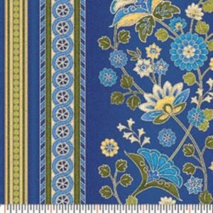 Arabella by Benartex 4187-55 Blue Border Stripe sold by 1/2 yd.