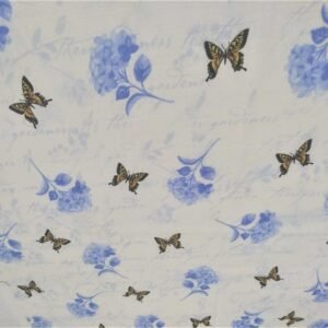 Hydrangeas and Butterflies by Sue Zipkin for Clothworks sold by 1/2 yd.