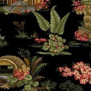 Botanica III by Color Principle for Henry Glass 8417-99 Black one yard remnant