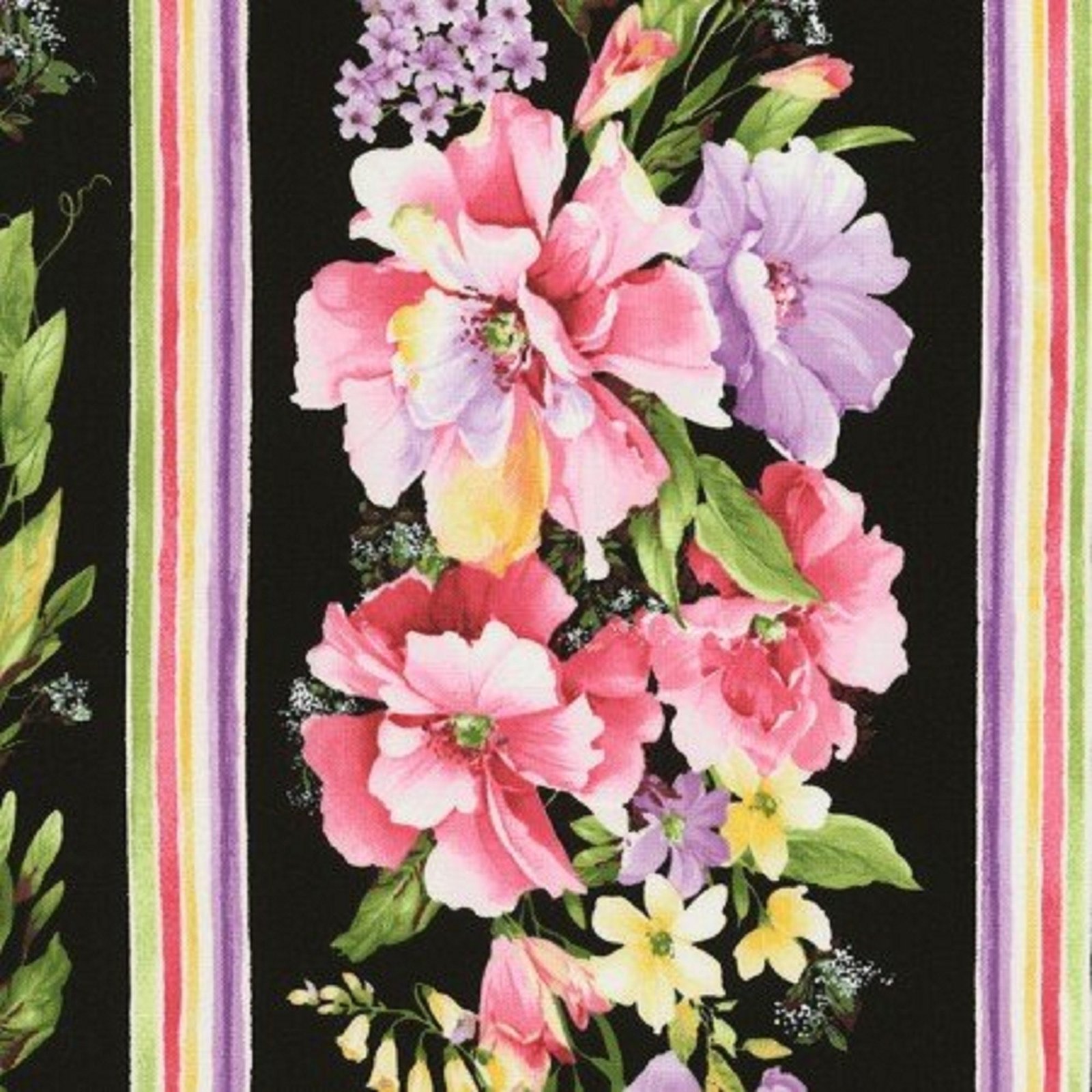 Isabelle Border Stripe by Chong-a Hwang for Timeless Treasures C6477 Black 32" remnant
