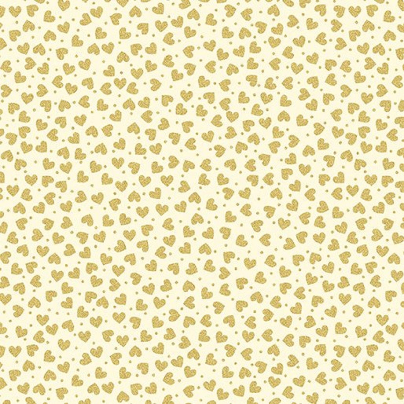 Metallic Mixers by Greta Lynn for Kanvas 7717M-07 Cream/Gold Hearts 1-1/2 yd remnant