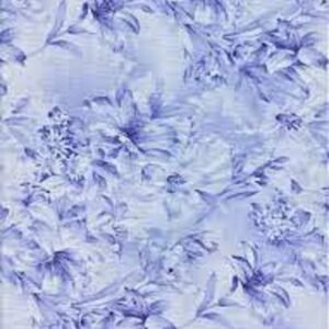 Day Lily 118" wide by Fabri-Quilt 183-2556 Blue Tonal Lilies  sold as one piece 2 yds. 27 inches
