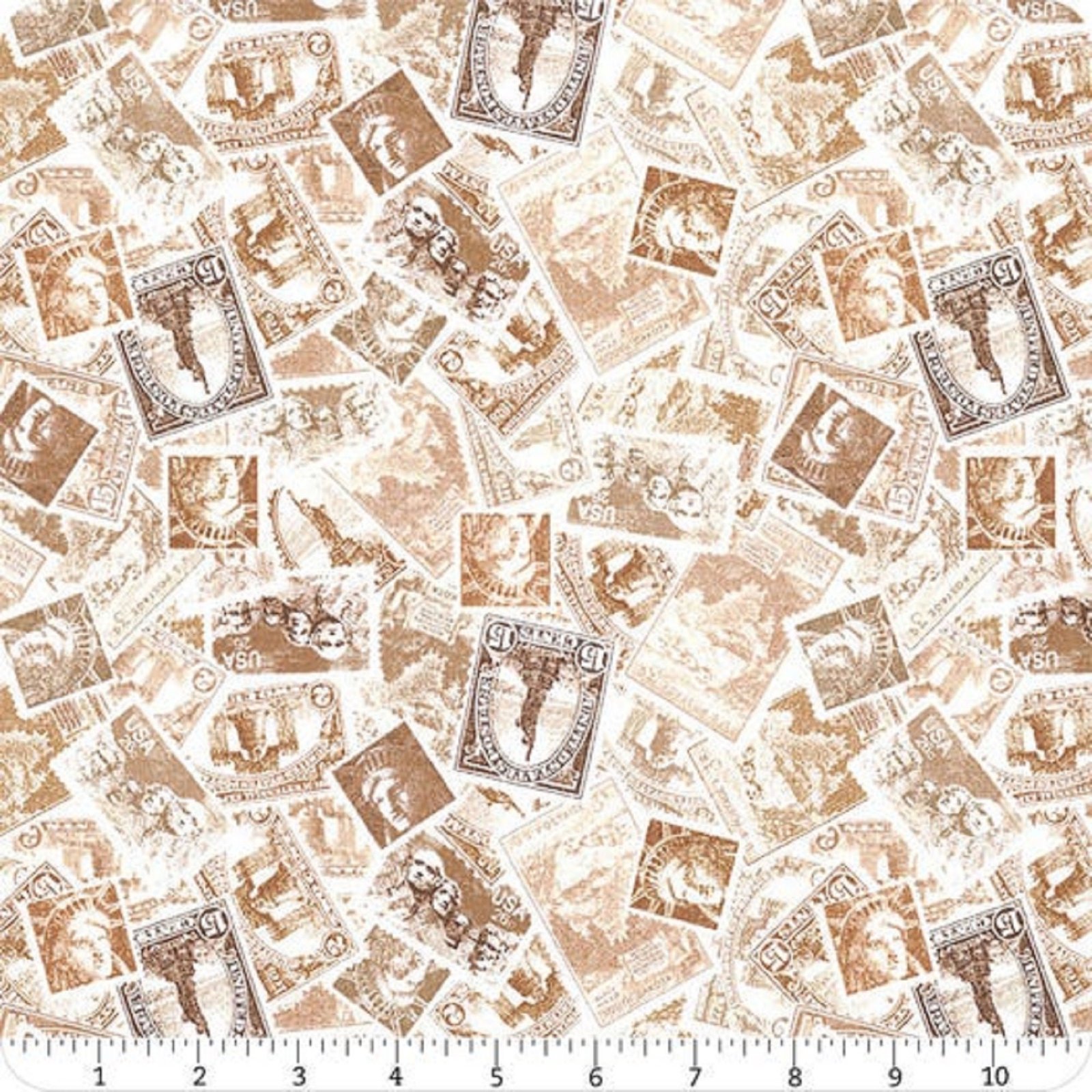 We The People by Whistler Studios for Windham Fabrics 52587-1 Tan sold by the 1/2 yd.