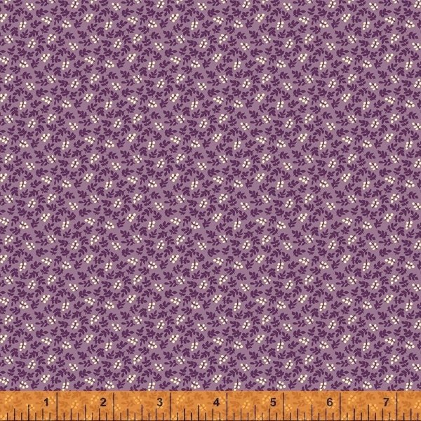 Sweet Leaf perennials by Annette Plog for Windham Fabrics 52535-5 Purple sold by the 1/2 yd.
