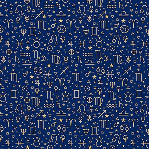 Signs from Above Allover Symbols by Henry Glass 9597M-77 Navy sold by the 1/2 yd.