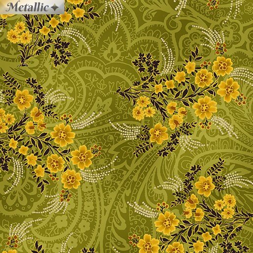 Radiance Ferns by Greta Lynn for Kanvas 9744M-44 Green sold by the 1/2 yd.