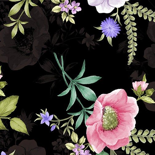 Spring Breeze by Kanvas Studio 9886-12 Black sold by the 1/2 yd.