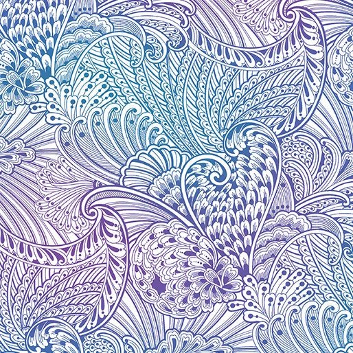 Opulence Peacock Flourish by Ann Lauer for Benartex 102310-09 White-multi one yard 12" remnant