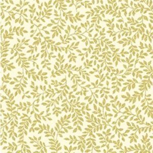 Metallic Mixers by Greta Lynn for Kanvas 7726M-07 Cream Fern Leaf sold by the 1/2 yd.