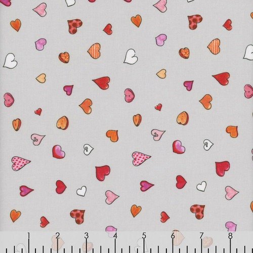From The Heart by Anita Jeram for Clothworks 3360-5 Grey sold by then1/2 yd.