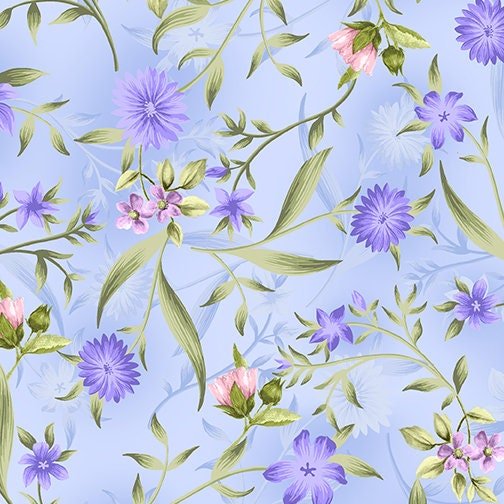Spring Breeze Meadow by Kanvas Studio 9890-5 Blue sold by the 1/2 yd.