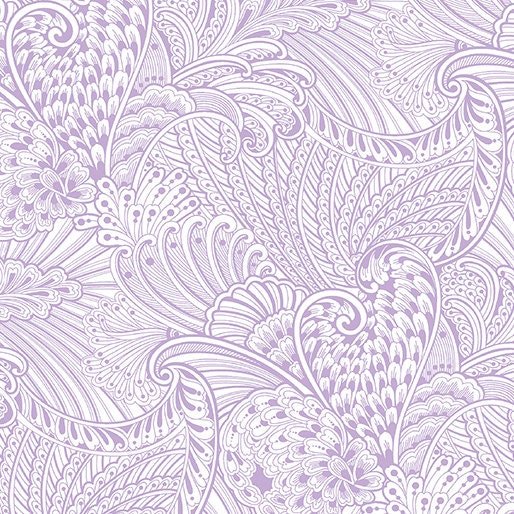Opulence Peacock Flourish Tonal by Ann Lauer for Benartex 10232-60 Light Purple sold by the 1/2 yd.