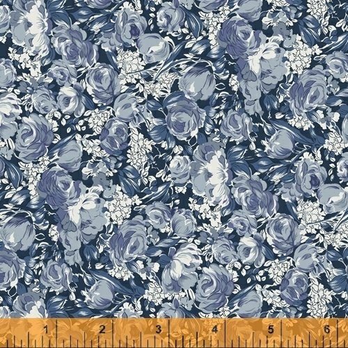 Azul Mimi Blooms by Windham 51804-1 sold by the 1/2 yd.