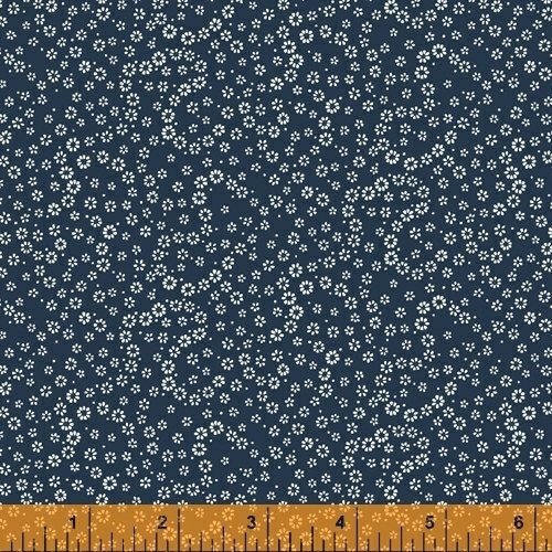 Azul Dainty Daisies by Windham 51808-1 Blue one yard 7" remnant