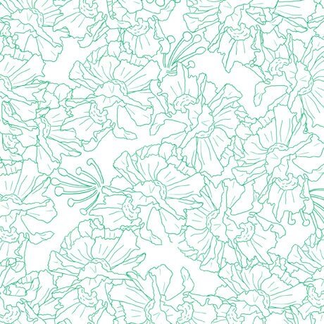 Matilija Poppy Floral Toile by Quilting Treasures 28703-Z Aqua on White sold by the 1/2 yd.