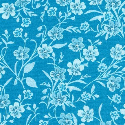 Flowerhouse Collection "Wildflowers" by Debbie Beaves for Robert Kaufman FLH 20291-213 Teal sold by the 1/2 yd.