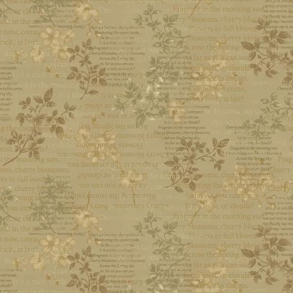 Cherry Blossoms by Janet Rae Nesbitt for Henry Glass 8680-66 Green sold by the 1/2 yd.