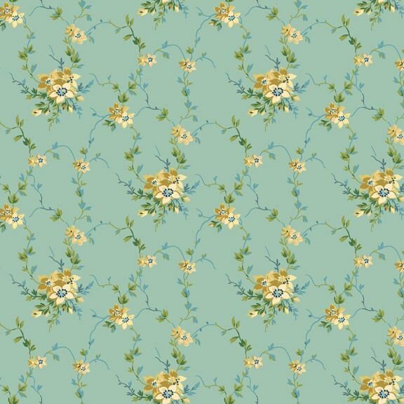 Marcella by Nancy rink for Marcus Fabrics 1502 Turquoise sold by the 1/2 yd.