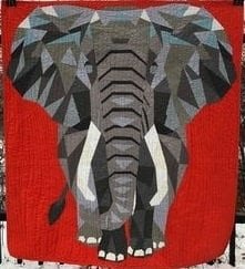 Elephant Abstractions Quilt Kit Red Background 54"X60"