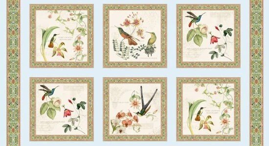 Hummingbirds Panel by Audrey J. Roberts for Elizabeth's Studio 23-1/2"X44" panel