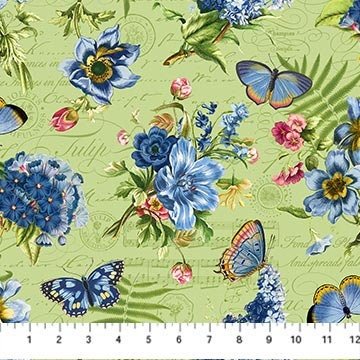 Something Blue by Tina Higgins for Northcott DP25079-72 Green sold by the 1/2 yd.