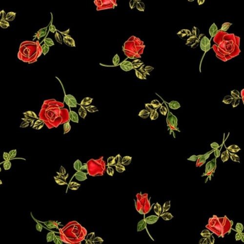 Guilded Rose by Chong-a Hwang for Timeless Treasures CM1253-Black one yard 34.5" remnant