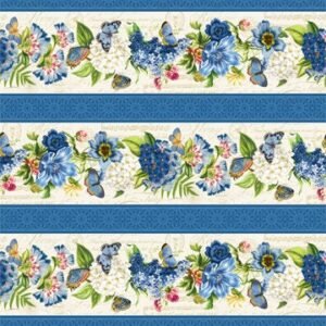 Something Blue Border Stripe by Tina Higgins for Northcott DP25077-11 sold by the 1/2 yd.