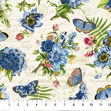 Something Blue by Tina Higgins for Northcott DP25079-11 sold by the 1/2 yd.