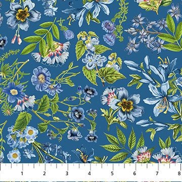 Something Blue by Tina Higgins for Northcott DP25080-44 Blue sold by the 1/2 yd.