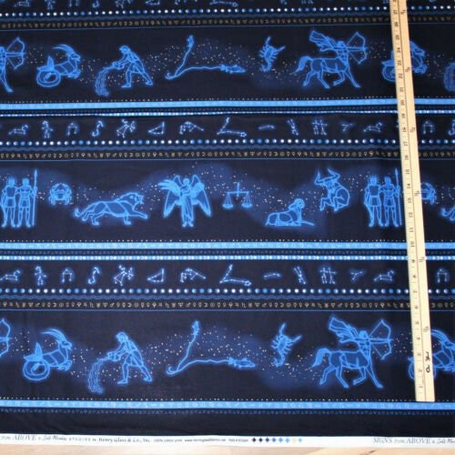 Signs From Above Zodiac Border Stripe by Henry Glass 9598M-77 one yard only