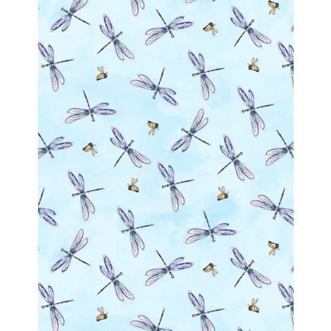 Fanciful Flight by Lori Seibert for Wilmington Prints 3029-11175-447 Lt. Blue sold by the 1/2 yd.