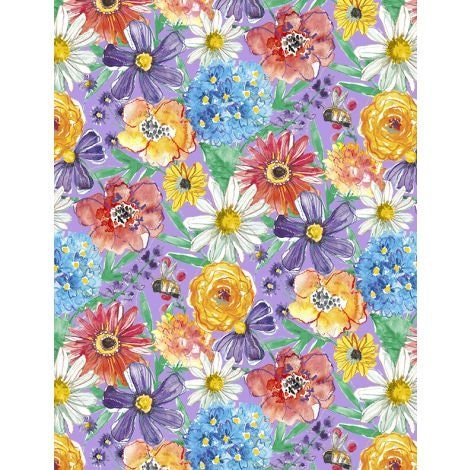 Fanciful Flight by Lori Seibert for Wilmington Prints 3029-11172-638 Purple sold by the 1/2 yd.