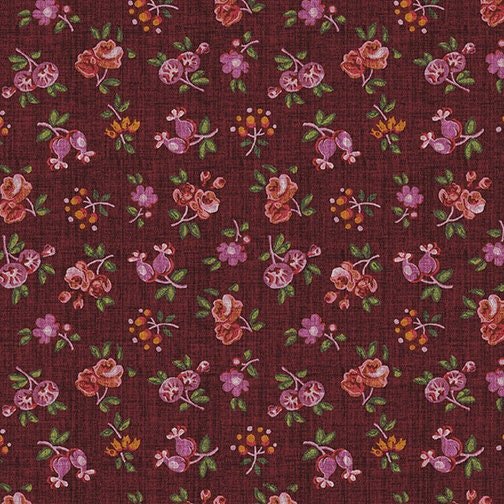 English autumn by Jan Shore for Benartex 9446-87 Merlot sold by the 1/2 yd.