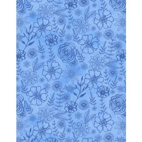 Fanciful Flight by Lori Seibert for Wilmington Prints 3029-11177-444 Blue sold by the 1/2 yd.