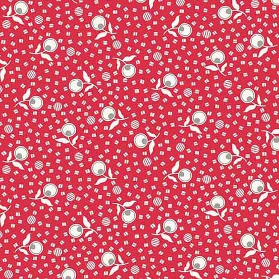 Adeline Flowers by Kathy Hall for Andover 8976-Red one yard 21" remnant
