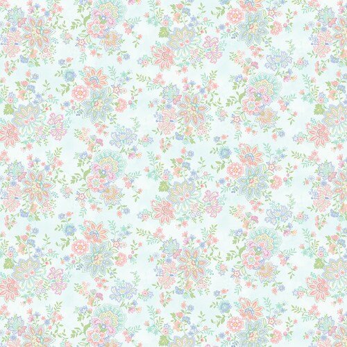 Dorothy Jean's Flower Garden by Mary Jane Carey for Henry Glass 2971-17 Spa Blue sold by the 1/2 yd.