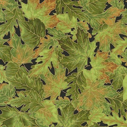 Autumn Bouquet by Hyun Joo Lee for Robert Kaufman AHYM 19856-7 Green Leaves sold by the 1/2 yd