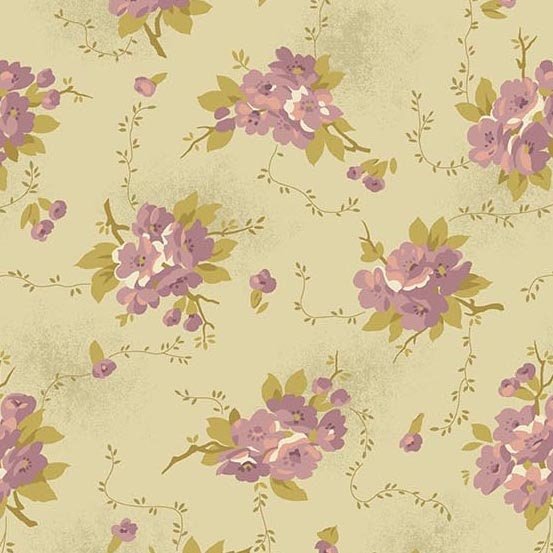 Bed Of Roses by Edyla Sitar for Andover 8986-GP Tan one yard 16" remnant