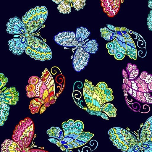 Dazzling Garden by Greta Lynn for Kanvas 9821-12 Black sold by the yard
