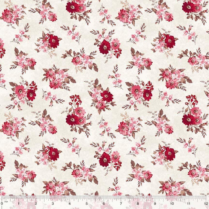 Rory by Whistler Studios for Windham Fabrics 53713-3 Rich Bouquets Ivory sold by the 1/2 yd.