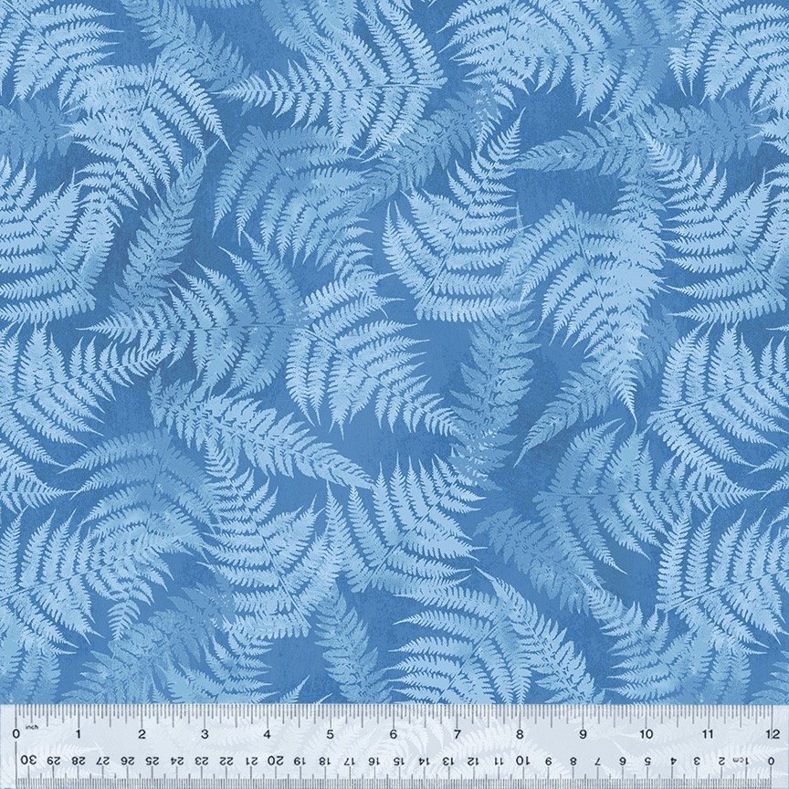 Botanical Blues Fern Leaves by Whistler Studios 53669-4 sold by the 1/2 yd.