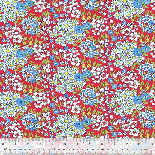 Wild Flour by Whistler Studios for Windham 53494-1 Red sold by the 1/2 yd.