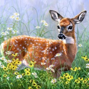 Spring Deer Panel By Abraham Hunter for David Textiles 36"X44"