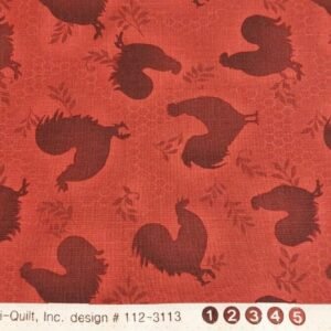 Rooster Inn by Sally Keszler for Fabri-Quilt 112-3113 Red sold by the 1/2 yd.