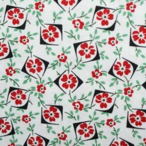 Walk In The Park Box Flowers by Maywood Studios MAS8804-Red/White Background sold by the 1/2 yd.