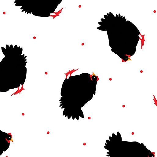 Henrietta Hen by Maria Kalinowski for Kanvas 8594-09 White sold by the 1/2 yd.