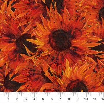 Wildflower by Stephanie Brandenburg for Northcott 40081-38 Brick Red sold by the 1/2 yd.