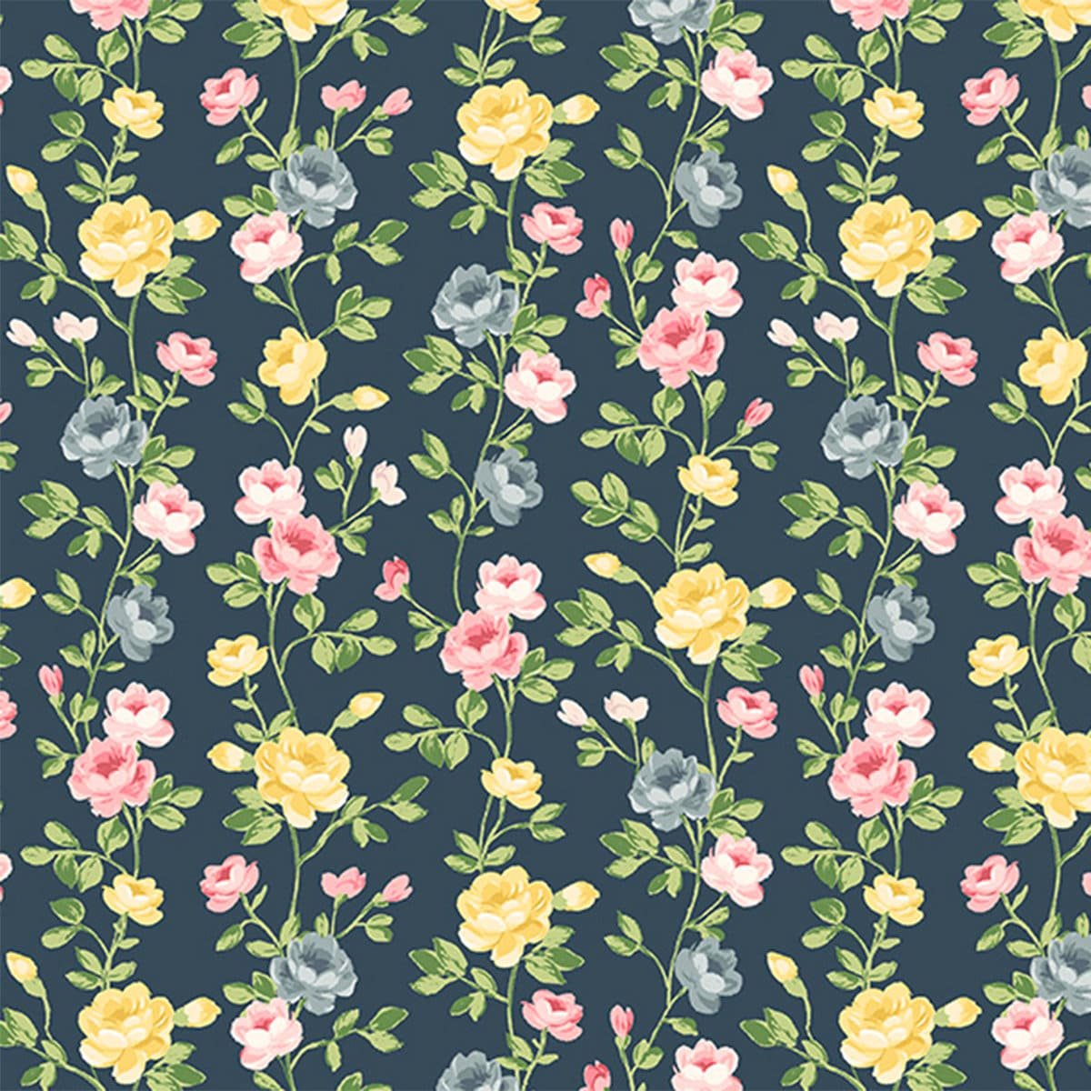 Laurel by Whistler Studios for Windham Fabrics 53834-7 Black sold by the 1/2 yd.